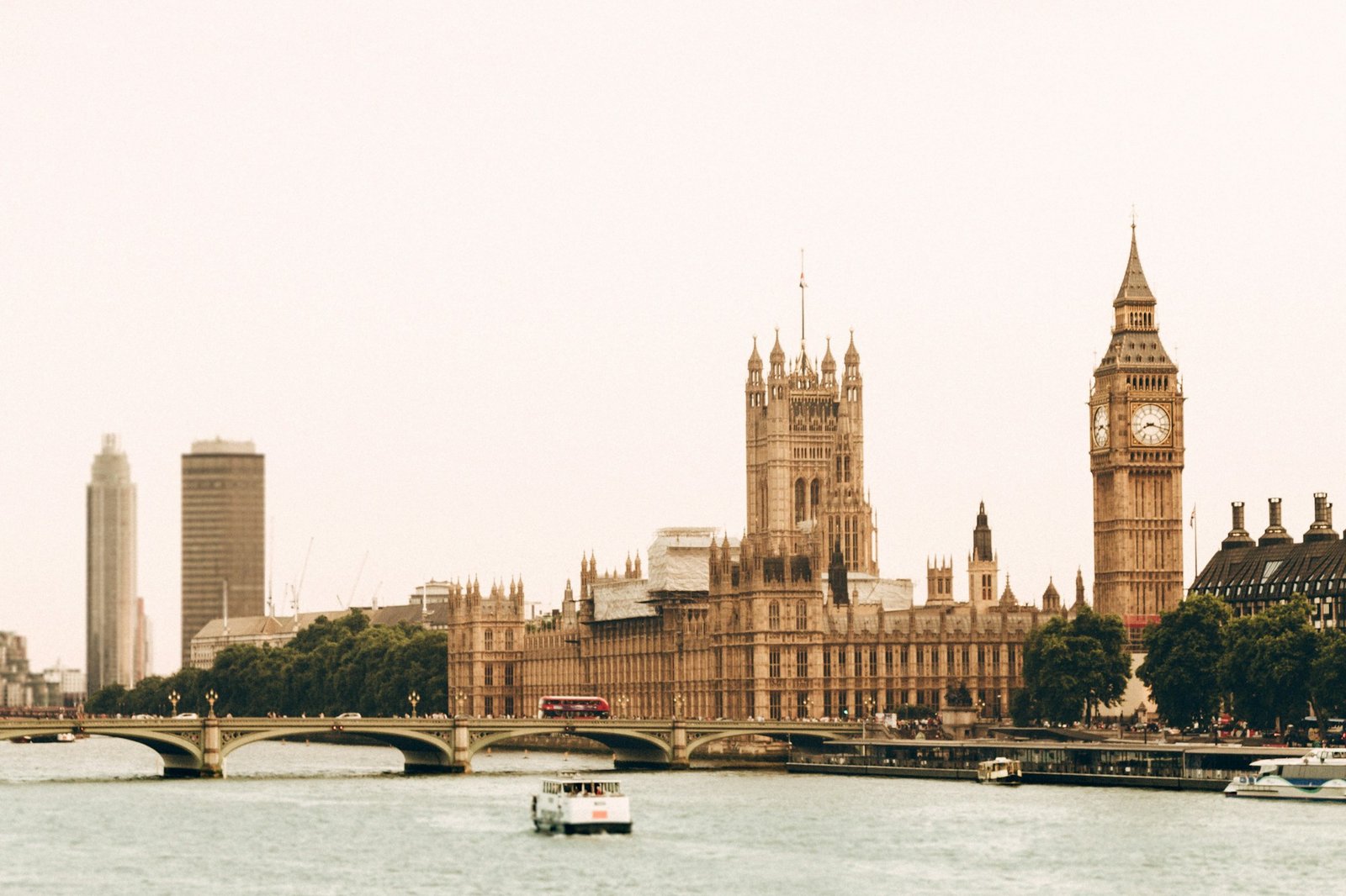 The Palace of Westminster and River Thames in London